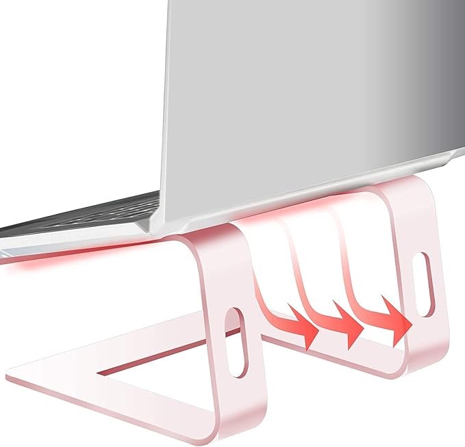 Orionstar Laptop Stand Aluminum Laptop Riser Compatible with Mac MacBook Air Pro 10 to 15.6 Inch Notebook Computer, Ergonomic Elevator Holder (Pink)