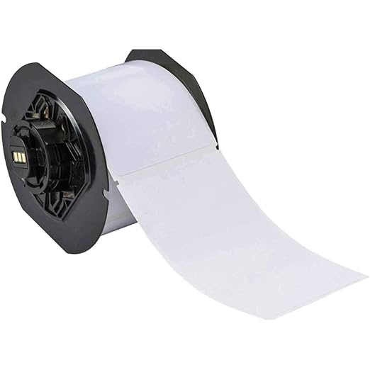 Brady B30-25-595-BLNKWT 4" Height x 6" Width, B-595 Indoor/Outdoor Vinyl, White BBP31 Pre-Printed Pre-Cut Labels Tape with Sign Headers, 175 per Roll