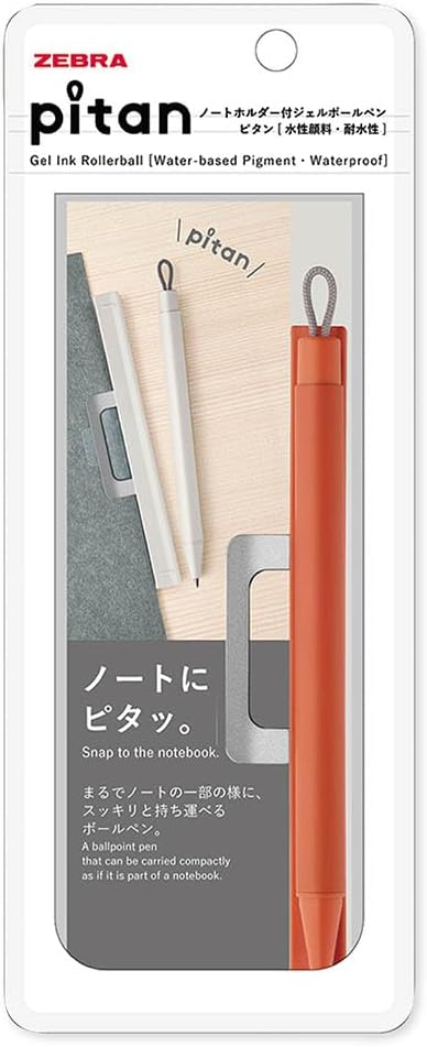 Zebra P-JJ115-OR Gel Ballpoint Pen Pitan 0.5mm with Note Holder, Orange