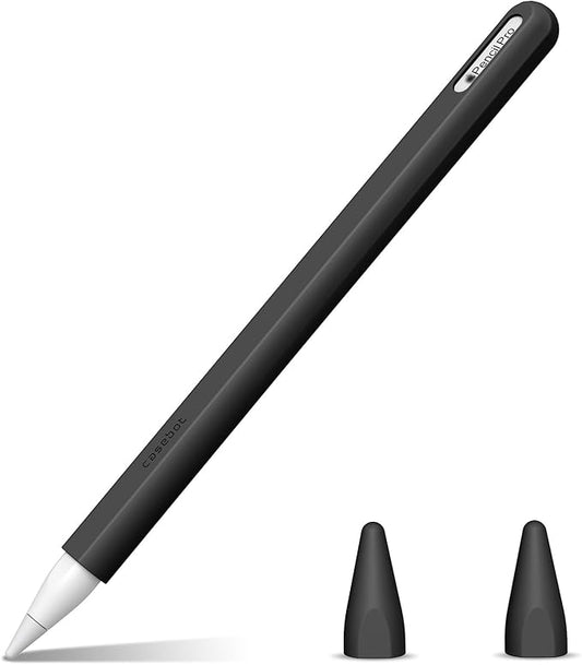 Fintie Silicone Sleeve for Apple Pencil Pro & Apple Pencil 2nd Generation, Light Pen Skin Case Cover Soft Protective Grip Holder with 2 Nib Covers Accessories, Black