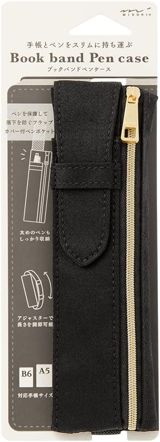 DESIGNPHIL Midori 41821006 Pen Case, Book Band Pen Case, Black A, For B6-A5