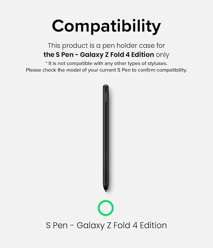 Ringke Slim Case Compatible with Samsung Galaxy S Pen (Fold Edition), Adhesive Premium Hard PC, S Pen Fold Edition Holder Designed for Samsung Galaxy Z Fold 4 (Not for 5) - Black