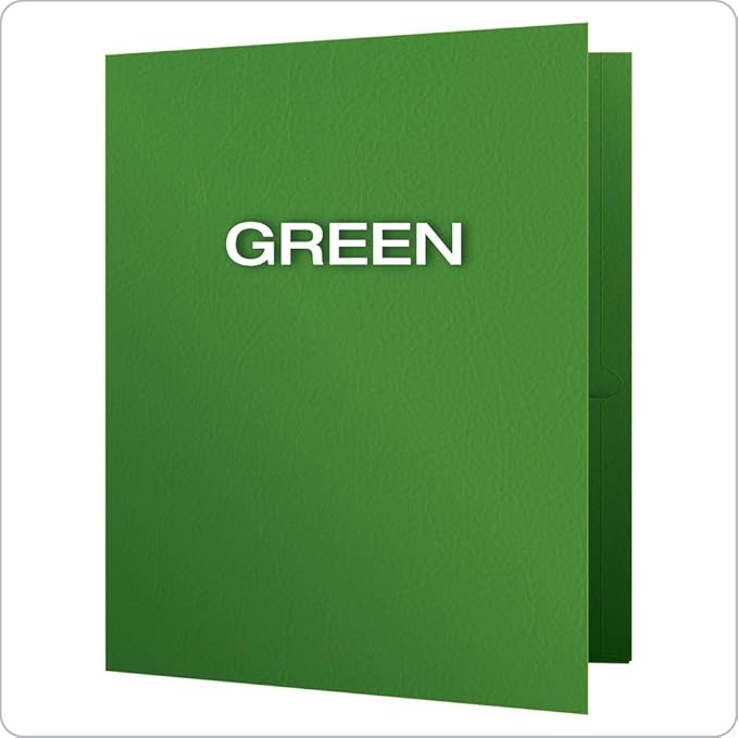 Oxford Two Pocket Folders, Textured Paper, Green, For School, Home, and Office, Letter Size, 25 Per Box (57503EE)