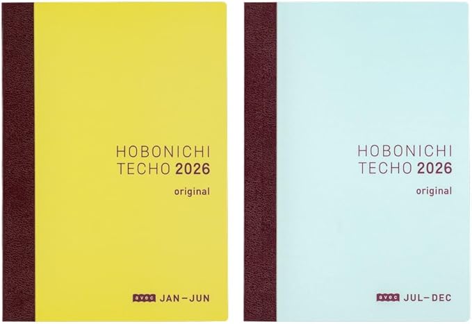 Hobonichi Techo 2026 Original Avec Books – A6, Daily, 6-month x 2-Book Set (Jan Start), Japanese, Planner