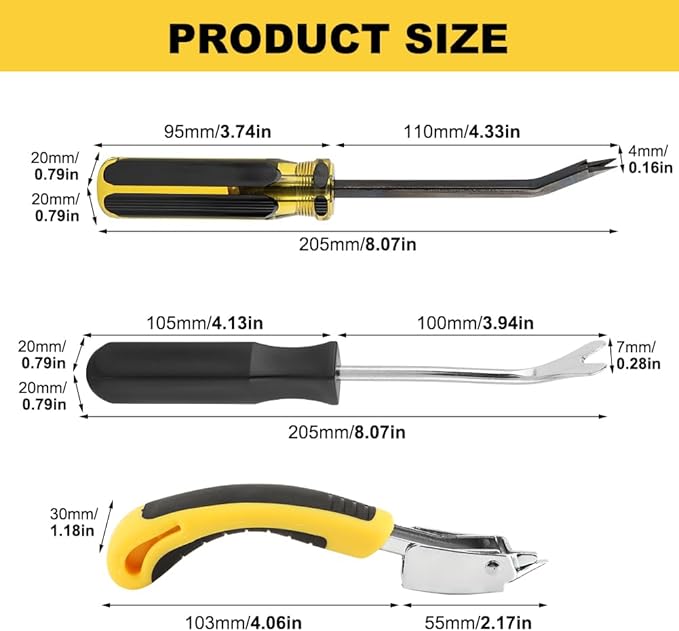 Industrial Staple Remover Heavy Duty Pro Kit - Double Pronged Tack Puller for Deep Embedded Staples, Anti-Slip Grip Handles for Carpets/Furniture/Floors