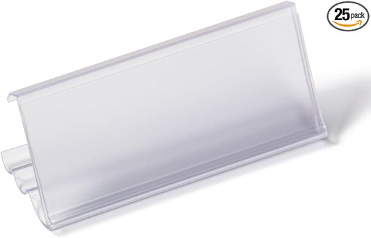 Akro-Mils 29306 Angle-Vu Snap-On Clear Protective Plastic Adjustable Label Holders for Wire Shelving Retail Display and Warehouses, (25-Pack)