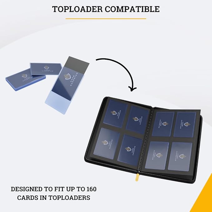 Card Guardian - Toploader 4 Pocket Premium Binder with Zipper for 160 Cards - Side Loaded Pockets - Compatible with Sports and Trading Cards TCG (Teal)
