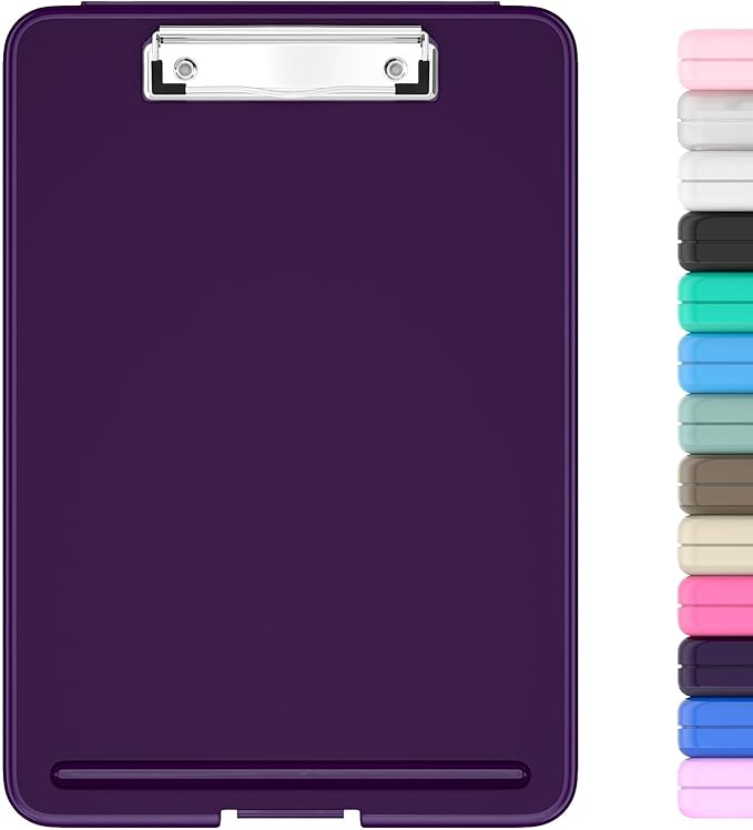 Hongri Clipboard with Storage, 8.5 x 11 Nursing Clip Board Foldable Storage for Nurses, Lawyers, Students, Classroom, Office, School, Size 13.4 x 9.4 X 0.9 in, Dark Purple