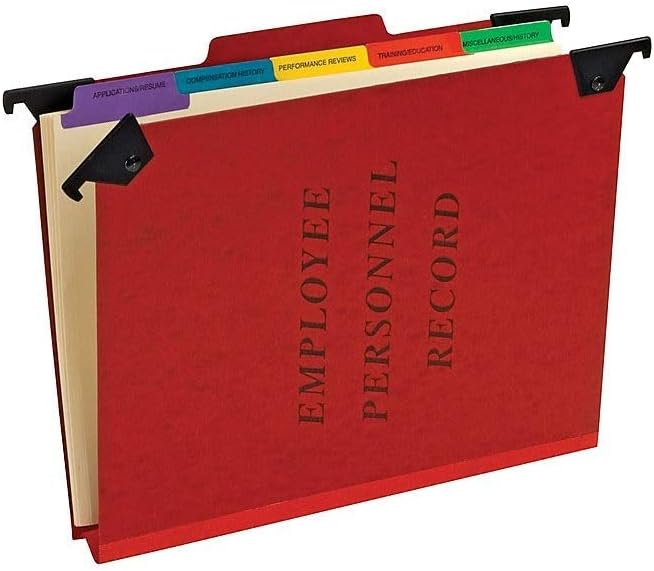 Pendaflex SER2ER Personnel Folders, 1/3 Cut Hanging Top Tab, Letter, Red