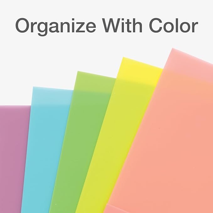 Oxford Poly Binder Dividers, Double Pocket, 3 Hole Punch Organizers, Pastel Colors, 5 Untabbed Non-Stick Organizers, Pack of 3 Index Dividers (59801)
