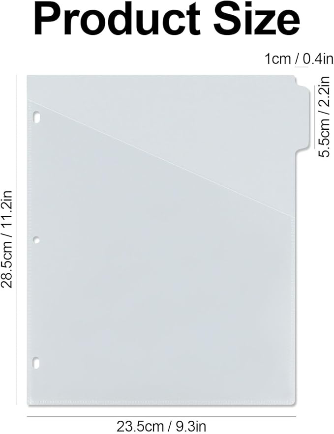 Koqye Binder Dividers with Pockets - 5 Plastic Dividers for 3 Ring Binders - A4 Bividers with Pocket & Tabs for Planners (Grey - 5 Tabs)