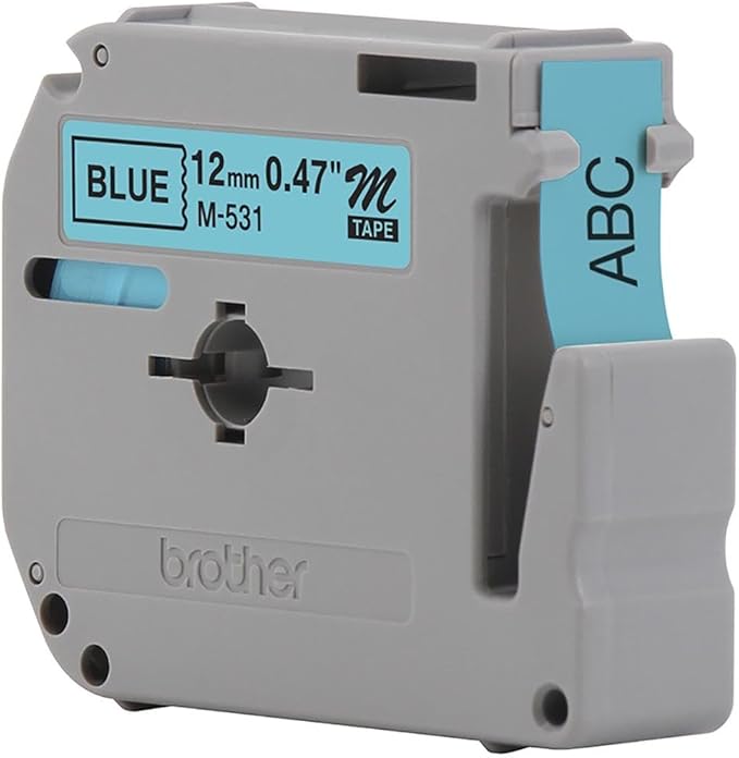 Brother Tape Cartridge 0.5IN Wide, Non-laminated Black On Blue ( M531 )