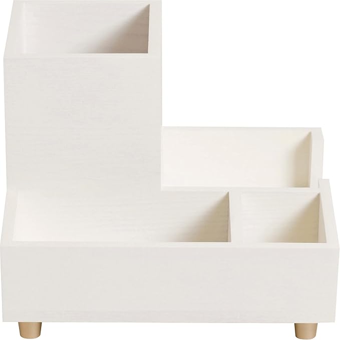U Brands Juliet Compartment Cup, Office Organization Supplies, White and Gold, 1 Count