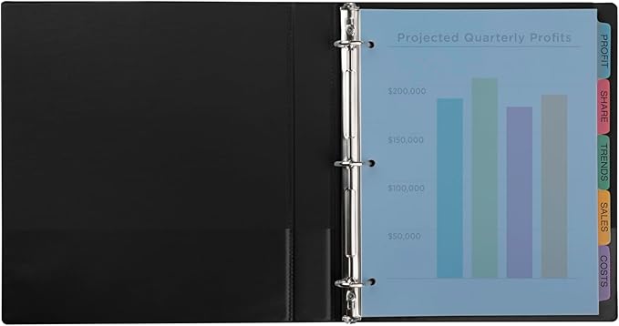 Avery 5 Tab Plastic Dividers for 3 Ring Binder, Easy Print & Apply Clear Label Strip, Index Maker Customizable Multicolor Tabs, 5 Sets (11452)