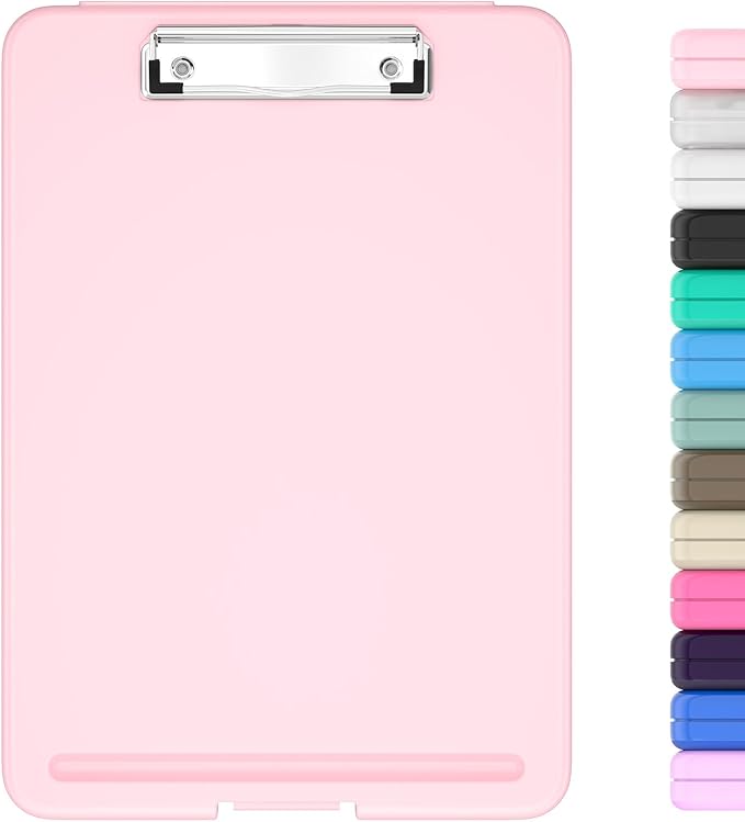 Hongri Clipboard with Storage, 8.5 x 11 Nursing Clip Board Foldable Storage for Nurses, Lawyers, Students, Classroom, Office, School, Size 13.4 x 9.4 X 0.9 in, Pink