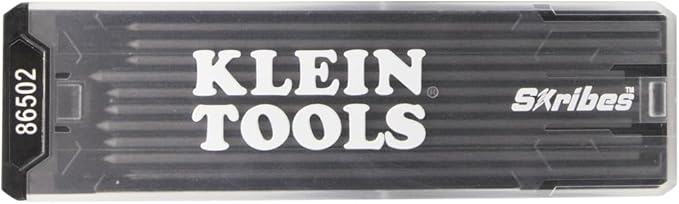 Klein Tools 86502 Skribes 2.8 mm Mechanical Carpenter Pencil Lead Refills, Graphite Leads for Woodworking and Construction, Black, 10-Pack