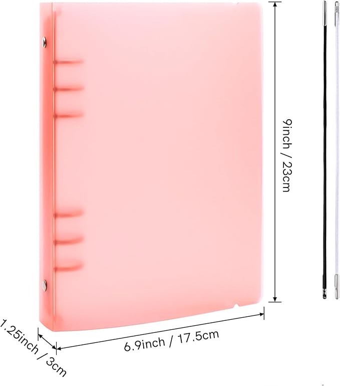 BAOFALI 2Pcs/Set A5 6 Ring Binder Cover Clean Transparent Soft PVC for Refillable Notebook Shell withMatte surfaceforStamp & Die Storage (Orange Color)