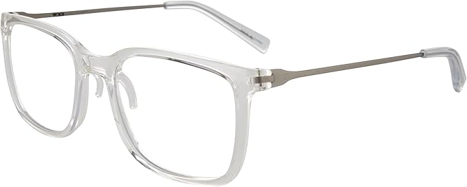 TUMI - VTU803 Unisex Reading Glasses - Blue Light Blocking Eyeglasses for Men & Women - Stylish Rectangle Shape Eyewear - +2.00-53mm - Crystal
