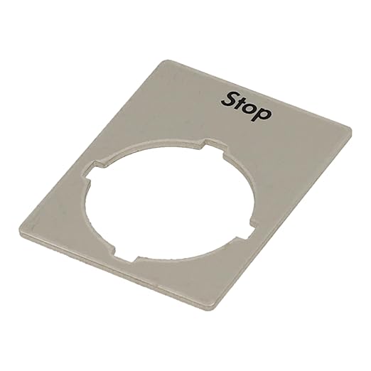 CBK-NPE20 | ABB Fixed NAMEPLATE, Engraved 'Stop', Silver-Grey Aluminium Finish