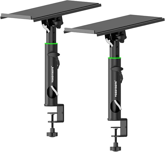 Pair of Studio Monitor Stands Desk Clamp Speaker Stands 0-12°Tilt Height Adjustable with Cable Management