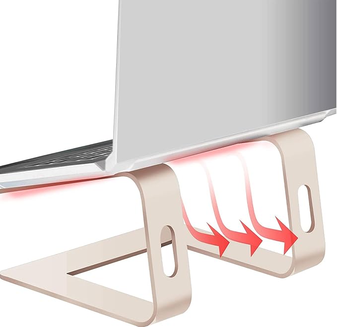 Orionstar Laptop Stand Aluminum Laptop Riser Compatible with Mac MacBook Air Pro 10 to 15.6 Inch Notebook Computer, Ergonomic Elevator Holder (Gold)