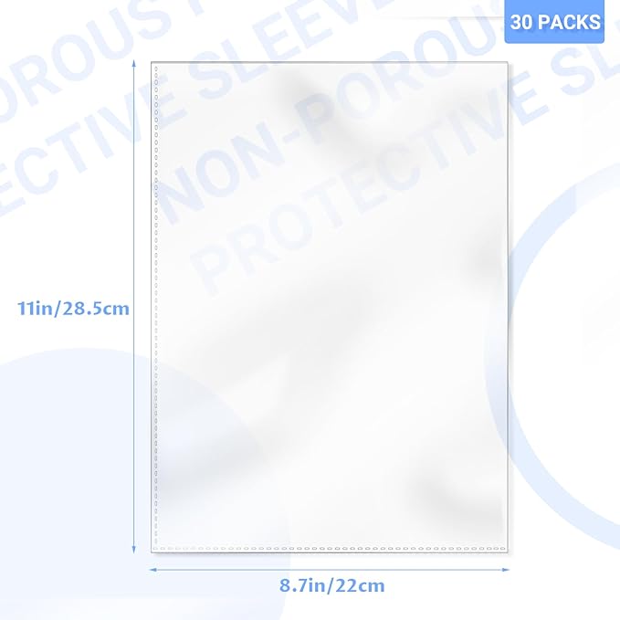 30 Pack No Holes Sheet Protectors, 8.5" x 11", Letter Size Heavy Duty Clear View Page Sleeves Protectors, Clear Paper Document Artwork Protectors