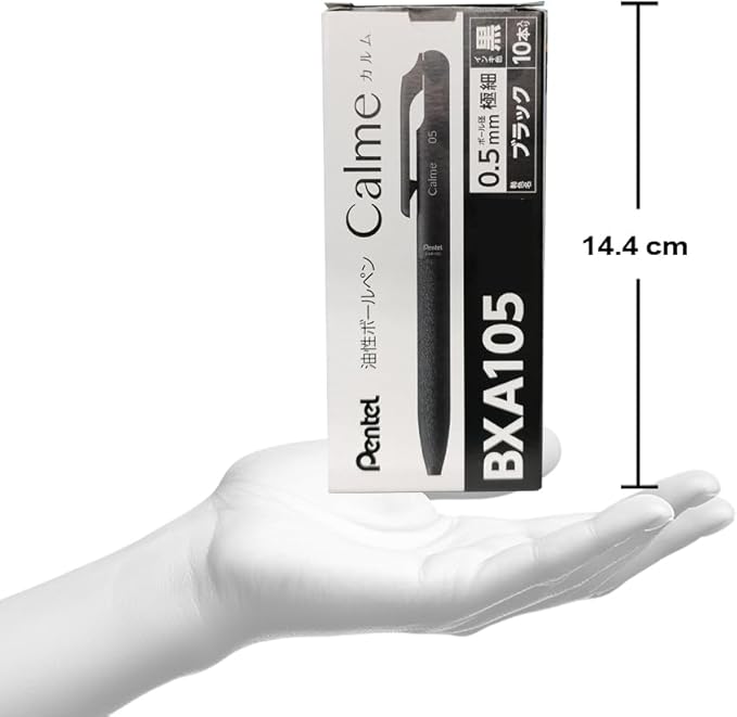 Pentel Oil Based Ballpoint Pen, Calme, 0.5mm, Black, Black Ink, 10 Count BXA105A-A