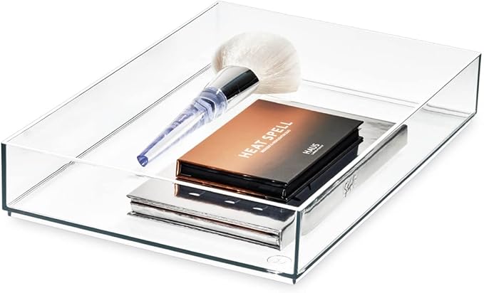 iDesign The Sarah Tanno Collection Plastic Cosmetic Drawer Organizer, 8" x 12" x 2", Clear