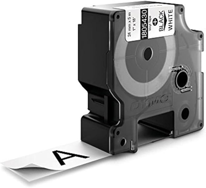 DYMO Rhino Industrial Vinyl Labels 1" Black Print on White Tape