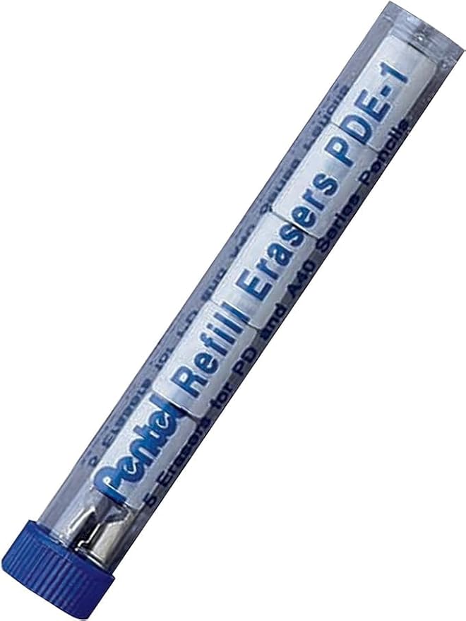 Pentel Refill Eraser for AL, Ax and PD Series Pencils 5 Pcs/Tube, Box of 12 (PDE-1)