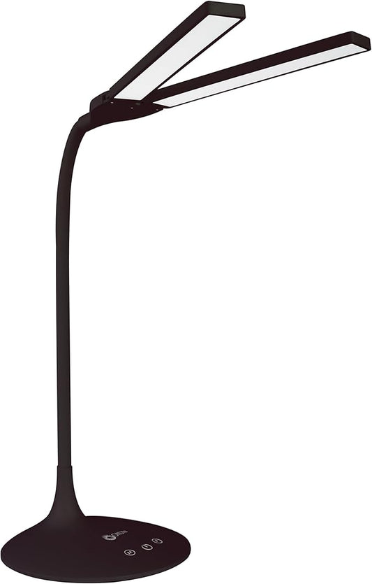 OttLite Pivot LED Desk Lamp – 3 Color Modes, 40-Minute Shut-Off Timer, Adjustable Neck, ClearSun LED, Touch Activated Controls, Gradual Dimmer, for Working, Crafting, Sewing, Studying (Black)