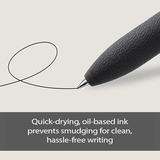 Pentel Oil Based Ballpoint Pen, Calme 0.5mm, Grayish, White, Black Ink, 10 Count BXA105W-A