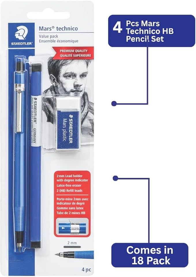 STAEDTLER Mars Technical Mechanical Pencil Set, Blue, 18 Pack
