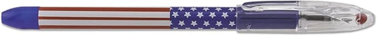 Pentel RSVP Ballpoint Pen, Fine Line, (0.7mm),Flag Barrel, Black Ink, 12 Pack (BK90USA-A)