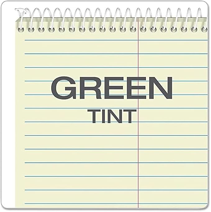 TOPS Steno Books, 6" x 9", Gregg Rule, Green Tint Paper, Assorted Color Covers, 80 Sheets, 4 Pack (80221)