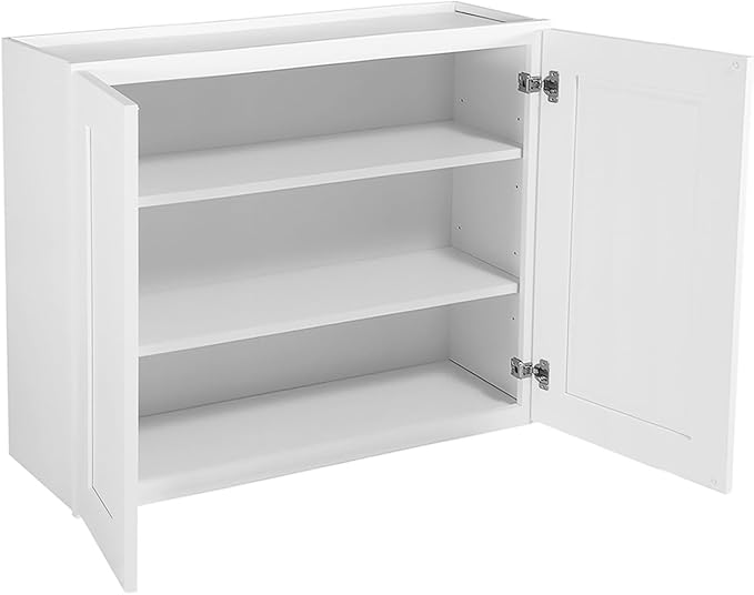 Design House Brookings Shaker Unassembled Wall Kitchen Cabinet W3630, 36 W x 12 D x 30 H, Painted White, Solid Wood, Design House, 561761