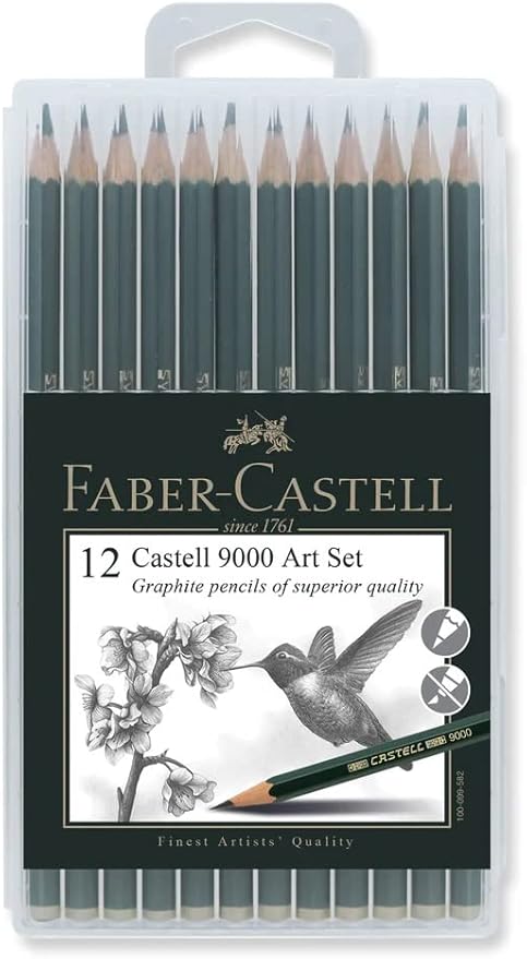 Faber-Castell 9000 Graphite Pencils Art Set In Slimflexi Case (8B-2H, 12pcs)