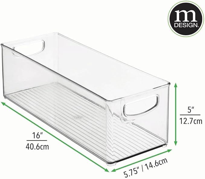 mDesign Plastic Office Supply Organizer - Storage Holder Bin with Handles for Desk Drawer, Cabinet - Pencil, Pen, Envelope and Supplies Container Basket - Ligne Collection - 4 Pack - Clear