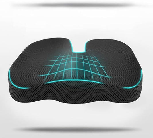 Office Chair Seat Cushion,Premium Memory Foam Chair Cushion for Long Sitting,Tailbone,Back,Sciatica,Coccyx Pain Relief Pillow Hip Butt Pad Cushion -for Office Chair,Car Seat,Wheelchair,Black