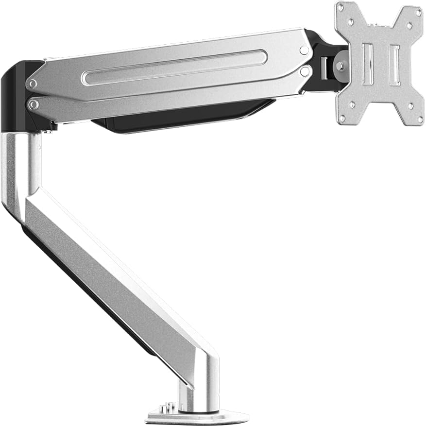 Suptek Monitor Mount Gas Spring Monitor Arm Desk Mount Fully Adjustable Fits 17 20 22 23 24 26 27 32 35 inch Monitors Weight Capacity up to 24.25 lbs (Silver)