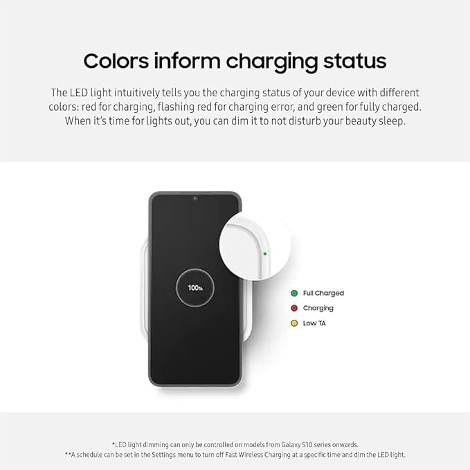 Samsung 15W Wireless Charger Single, Cordless Super Fast Charging Pad for Galaxy Phones and Devices, Compact Design, LED Indicator, USB C Cable Included, 2022, US Version, Grey