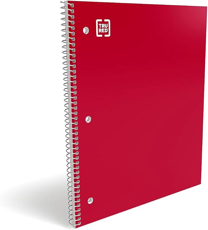 STAPLES Accel 1‑Subject Notebook, 8.5” x 11”, College Ruled, 100 Sheets, Red