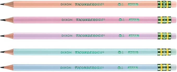 Ticonderoga Wooden Pencils, Pre-Sharpened, 2 HB Soft, Pastel Colors, 18 Count