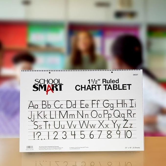School Smart-85337 Chart Tablet, 24 x 16 Inches, 1-1/2 Inch Skip Line, 25 Sheets - White