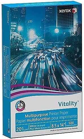 Xerox® Vitality™ Multi-Use Printer & Copy Paper, 1 Ream, White, Legal (8.5" x 14"), 500 Sheets Per Ream, 20 Lb, 92 Brightness, FSC® Certified