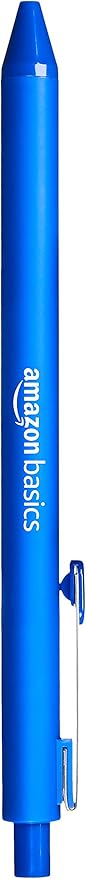Amazon Basics Retractable Ballpoint Pens with Comfortable Grip for Smooth Writing, Blue Ink, Office and School Supplies, 12-Pack