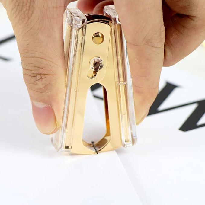 Gold Staple Remover Cute Clear Staples Remover Acrylic Body Steel Jaws Staple Puller Removal Tool for Dress Up Home Office School Desk Accessories Gift (Gold)