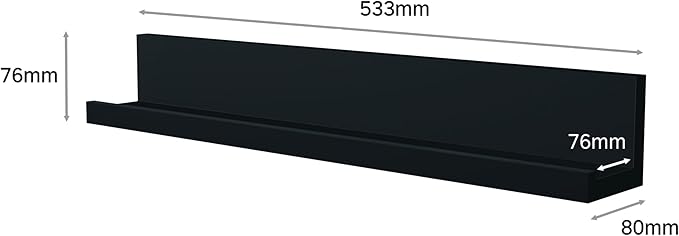 Command Picture Ledge, 21" Damage Free Hanging Floating Shelf with Adhesive Strips, Slate, No Tools Picture Hanger for Displaying Decorations and Photographs, 1 Ledge and 10 Strips