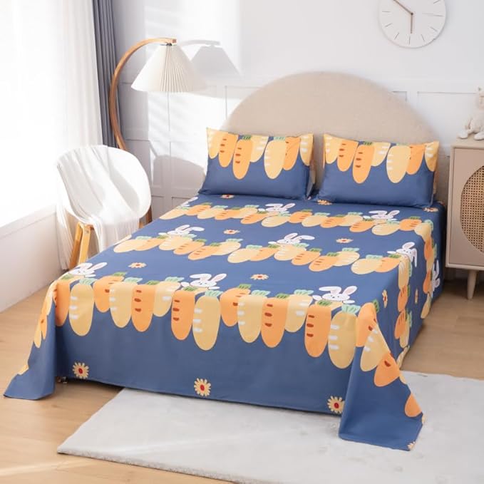 WenBags Lightweight Waterproof Flat Sheet 70*90 Inches Queen Size-Mattress Protector for Bed & Couch, Pet Hair Resistant Cover Ideal for Dogs & Cats, Perfect for Hotels & Hospitals(Multicolor-Rabbit)