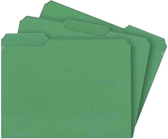 Staples Reinforced File Folders, Letter Size, 1/3‑Cut Tabs, Assorted Colors, Heavy‑Duty 10.5‑Point Stock, 100/Box
